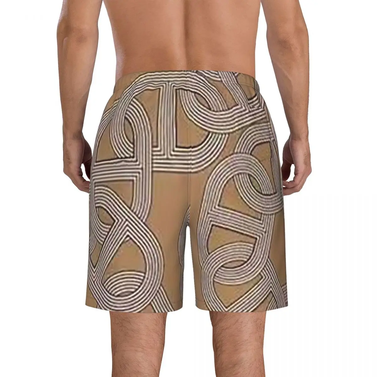 Abstract Geometric French Modern Simple Trunks Beach Board Shorts Casual Quick Dry Swim Summer Men Pants