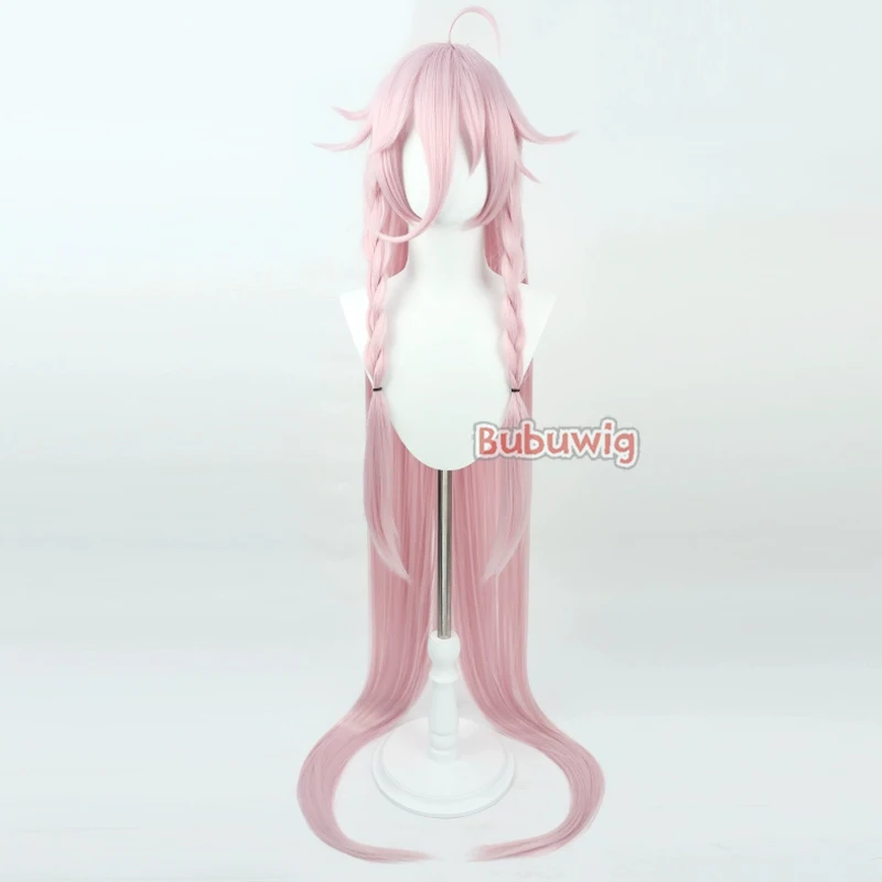 Bubuwig biblioteca de cabelo sintético ia cosplay perucas vocaloid3 biblioteca ia role play 150cm longa reta luz rosa peruca resistente ao calor