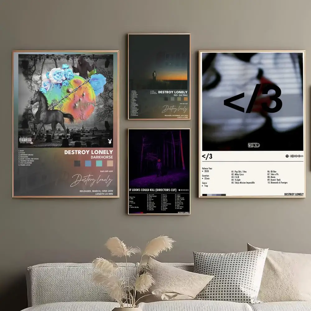 Singer Rapper D-Destroy Lonely Album Poster Aesthetic PVC Wall Art - HD Waterproof UV Resistant For Home Bar Office