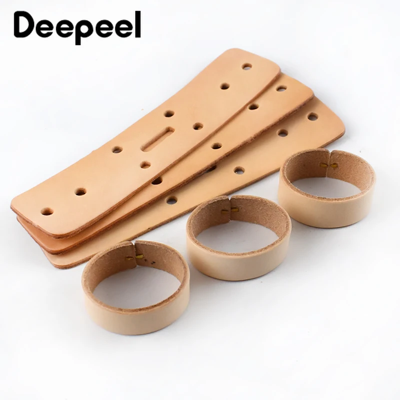 5Sets Deepeel 29-39mm Men Leathers Belt Head Connector for Pin Buckle Belts Leather Loop Headless Cowhide Waistband Accessories