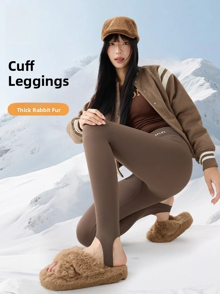 High Waist Fce Lined Yoga Pants Women's Autumn Winter Warm Elastic ark Bite Boting Pants Comfortable Tummy Control