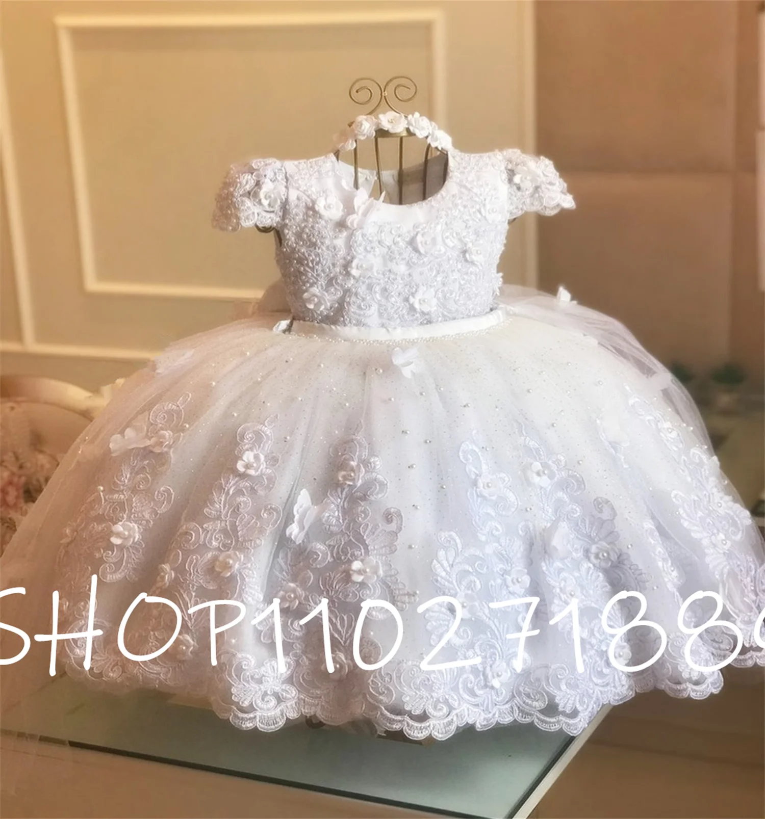 

A+New Arrivals Princess Lace Appliques Ball Gowns Flower Girl Dress Pageant Gowns For Weddings First Communion Dresses For Girls