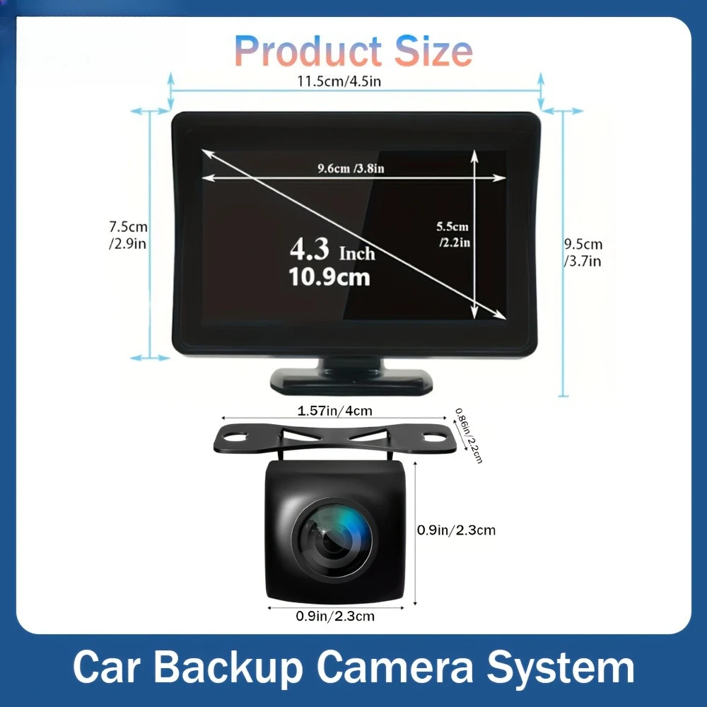 Increase vehicle safety with a complete backing system: a 4.3-inch display kit and a clear camera. Kit improves safety