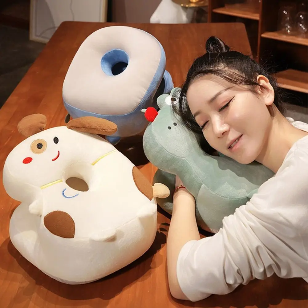 Double-sided Hand Warmer Pillow Super Soft Plush&Ice Silk Dinosaur Office Nap Pillow Crocodile Giraffe Puppy Pillow Stuffed Toy