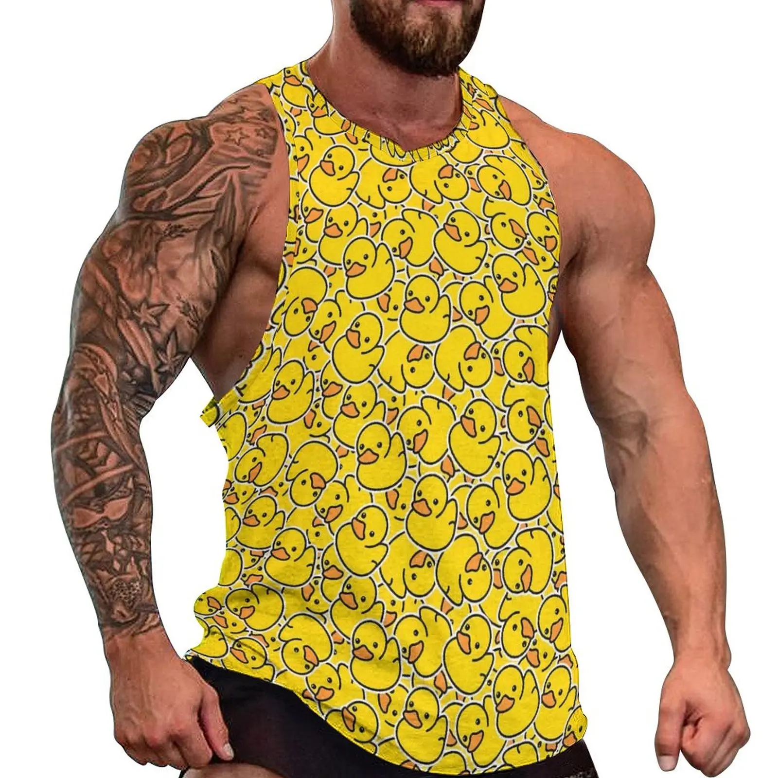 Funny Duck 3D Print Tank Tops Men\'s Fashion Streetwear Vest Oversized Sleeveless Tank Top Bodybuilding Fitness Gym Man Clothing