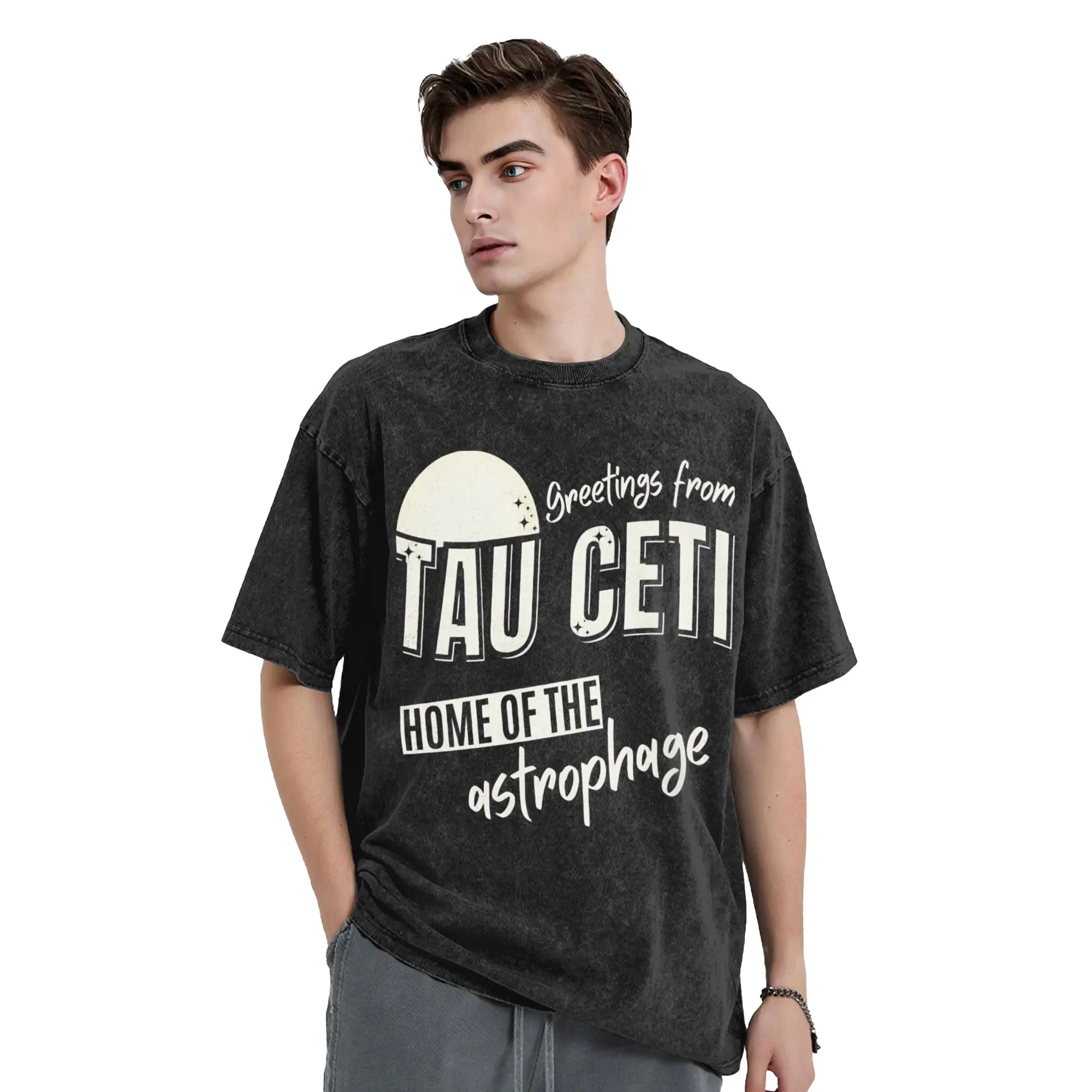 Washed T Shirt Project Hail Mary Greetings from Tau Ceti Hip Hop Retro T-Shirts Harajuku Streetwear 100% Cotton Printed Tees