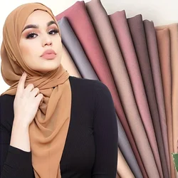 Hot Selling Chiffon Hijab Solid Color Long Scarf Shawl For Women Muslim Headband Simple Tudung Windproof Wraps Wholesale180*70cm