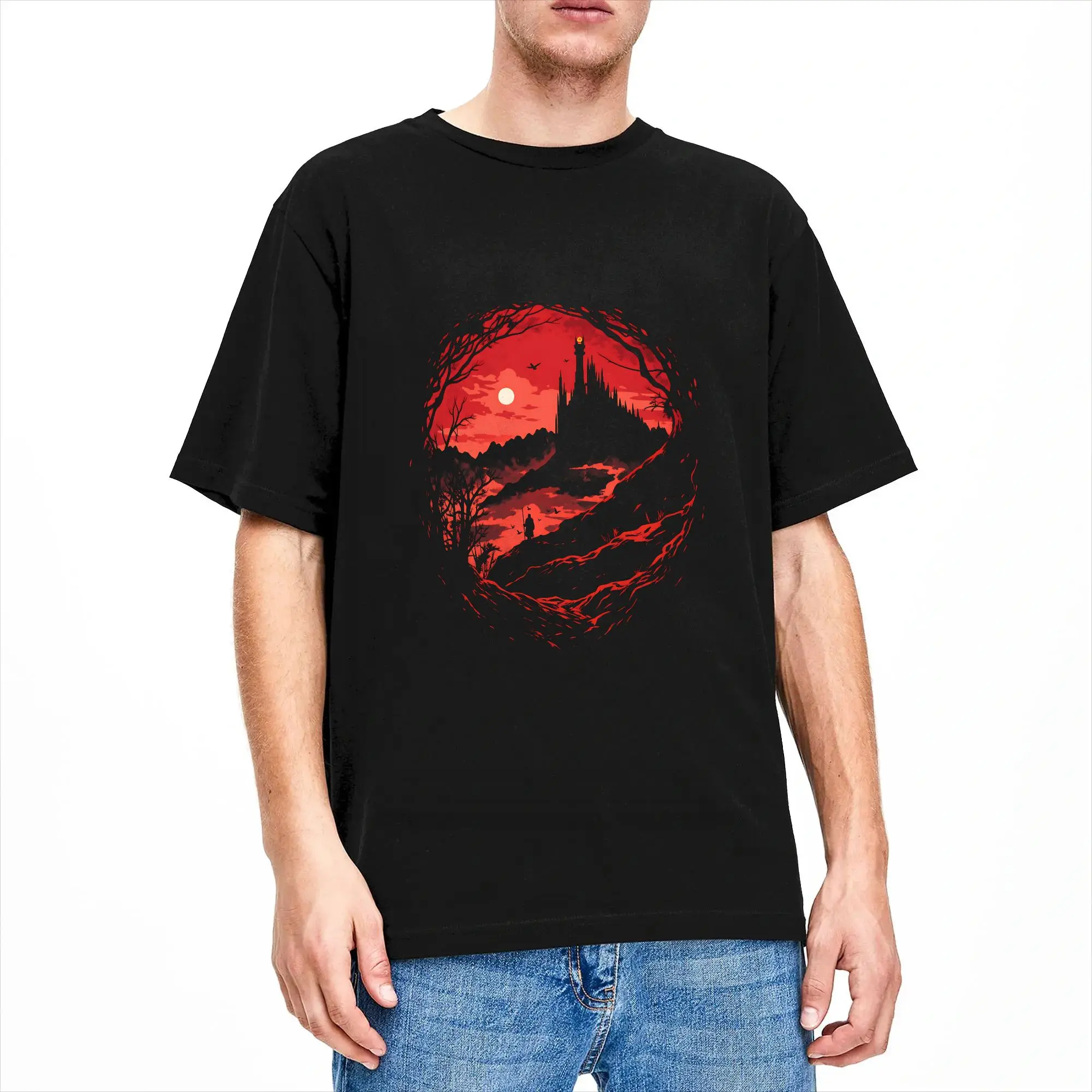Road to Mordor Rings Movie T Shirt Men  Aesthetic T Shirts Beach Crewneck Hipster Tees Casual Oversized Clothing