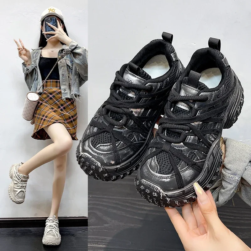 Trend ige Kontrast farbe Damen Turnschuhe koreanischen Stil Mode Student Skateboard Schuhe rutsch feste dicke Sohle Dame Freizeit schuhe