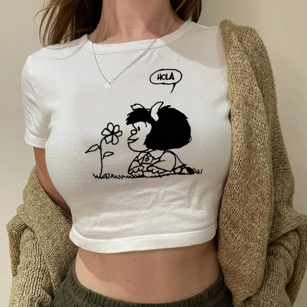 Mafalda crop top harajuku 2000s corset cropped shoujo girl style 2025 gothic  coquette teens tees