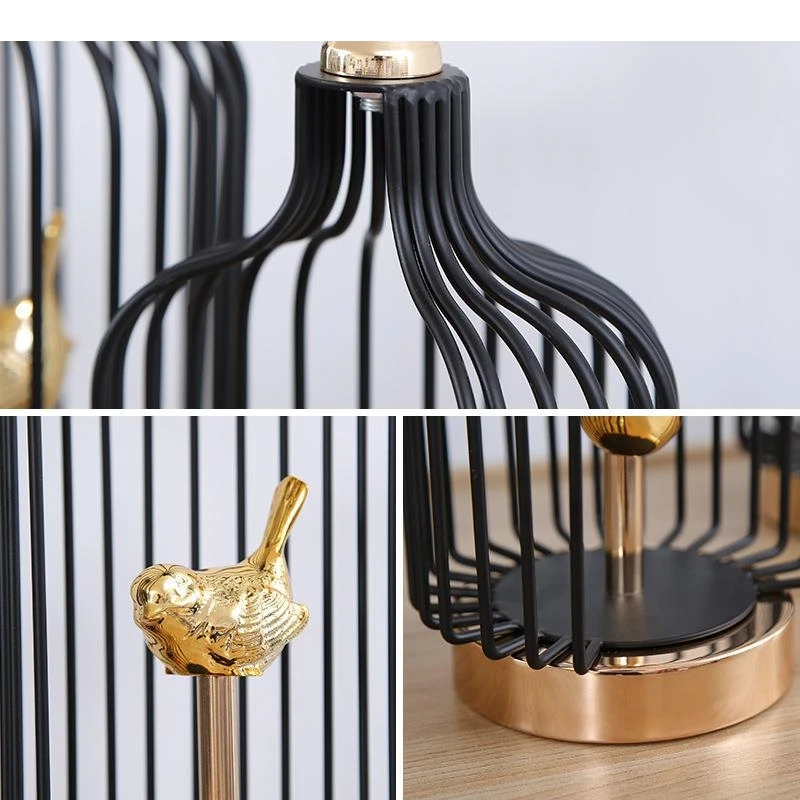 Black Metal Birdcage Book Countertop Decoration Cartoon Cute Animal Bird Office Living Room Gift for Friends
