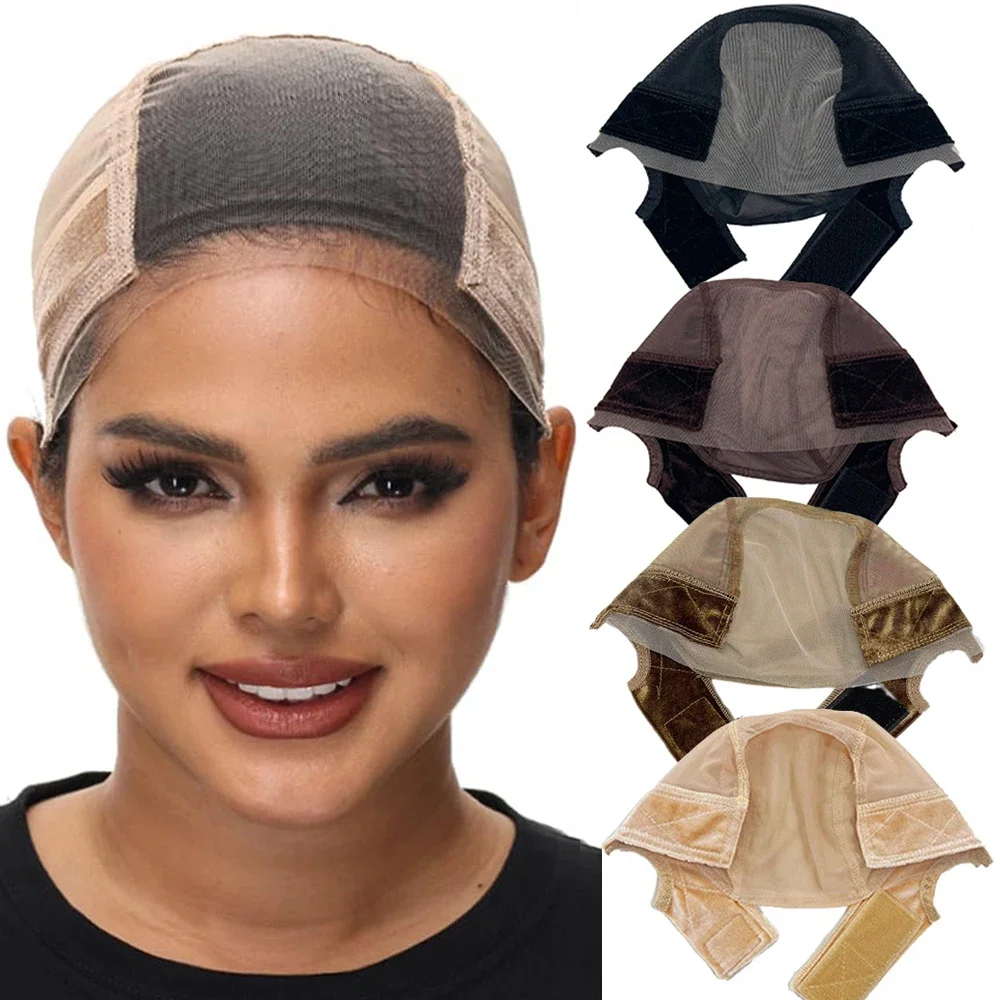 

Female Headband Wig Cap Lace Wig Cap For Wig Making U Part Wig Caps With Adjustable Velvet Wig Grip To Wear Wig Nude Hair Net