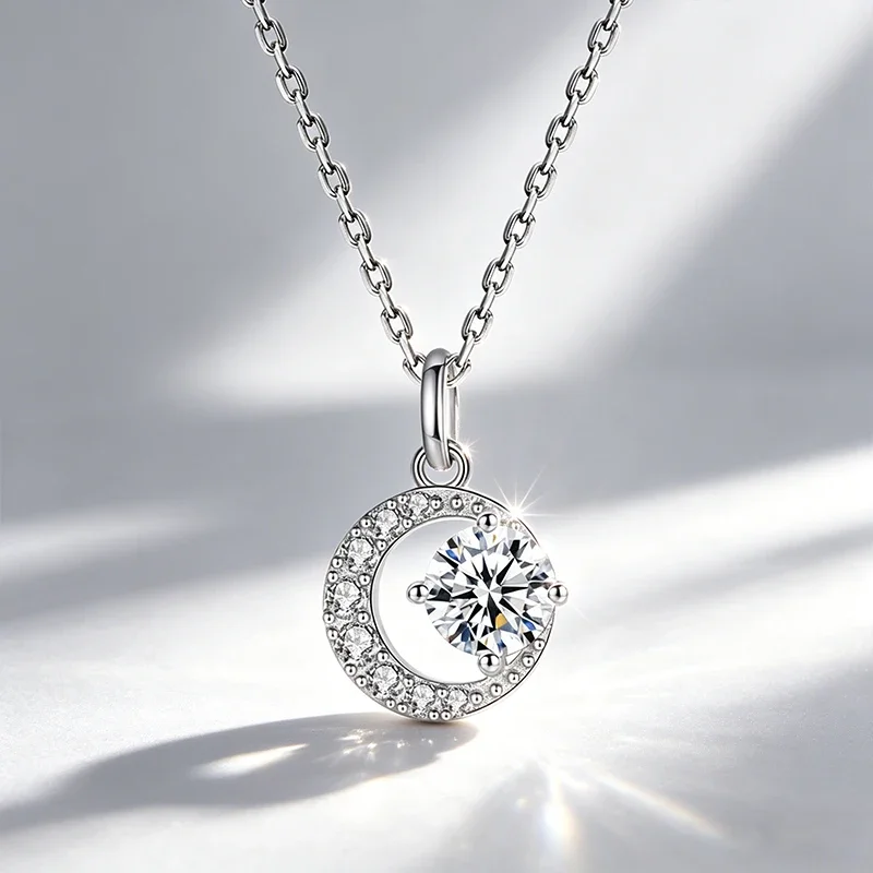 1CT Moissanit S925 Sterling Silber Schmuck mit GRA-Zertifikat Anhänger 1 Karat Halskette Großhandel D VVS Farbe Moissanit Damen – Detail 18