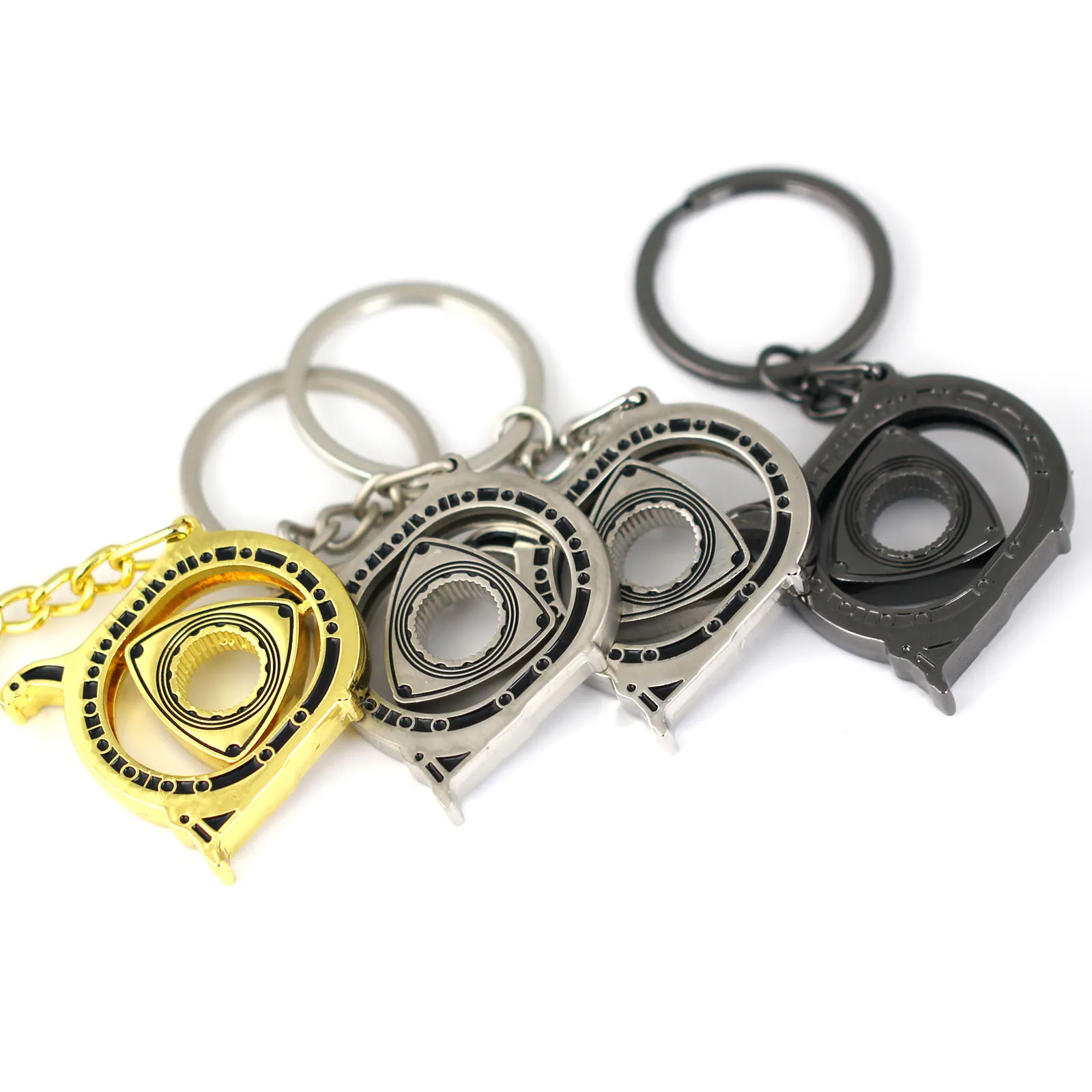 Wankel Keychain for Mazda Creative Auto Parts Model Hollow Automotive Engine Spinning Rotary Rotor Keyring Key Ring Chain Keyfob