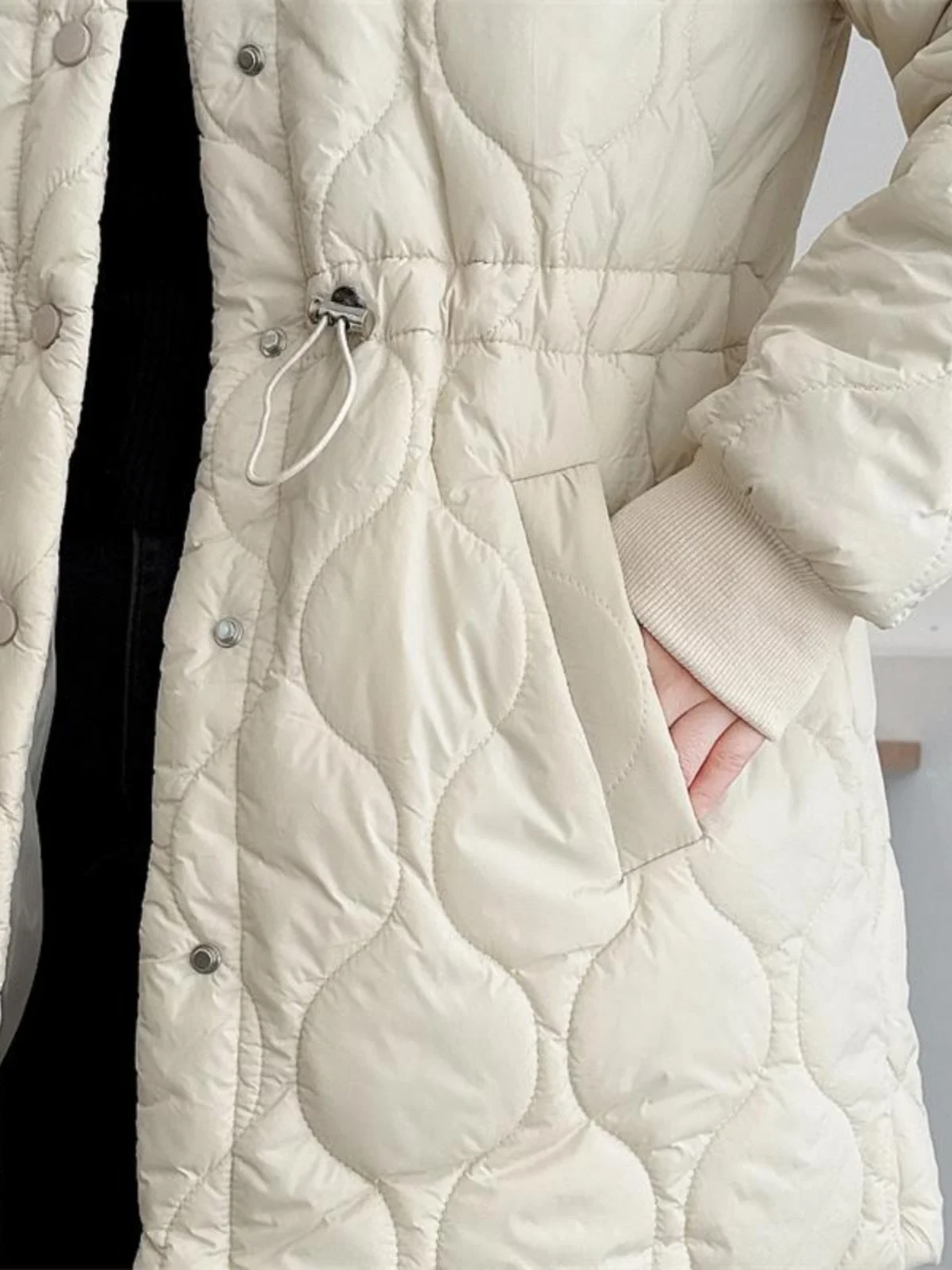 冬の女性の大きいサイズの新しい暖かい綿ジャケットファットMMミディアム丈ひょうたん柄Dstringコットンコートアウターウェア