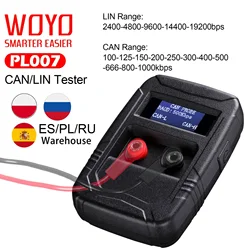 WOYO PL007 LIN CAN-Herramienta de análisis automotriz, CAN BUS, reconocimiento automático, CAN-H CANL, CAN LIN Tester para mostrar la tasa de baudios