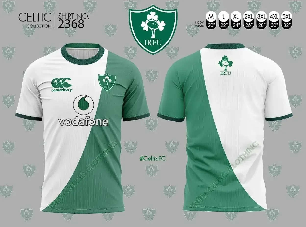 3D Printed Irish Olive Jersey Personalized T-shirt Quick Drying Round Neck Fashionable 2425 Sports Top for Adultschildren