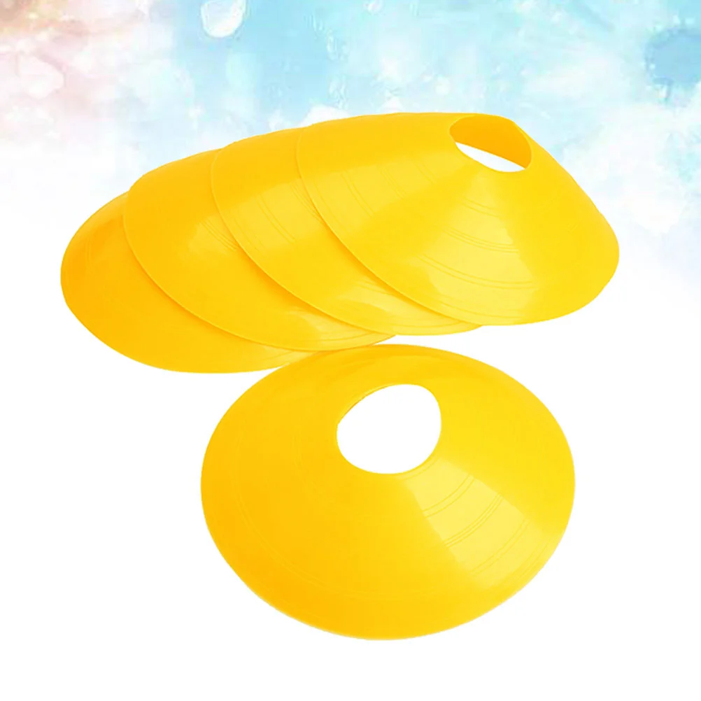 10PCS Football Training Sign Dish Plate Cone Obstacle Marker Tray Football Training Disc Equipment Ordinary Round Mouth (Yellow)