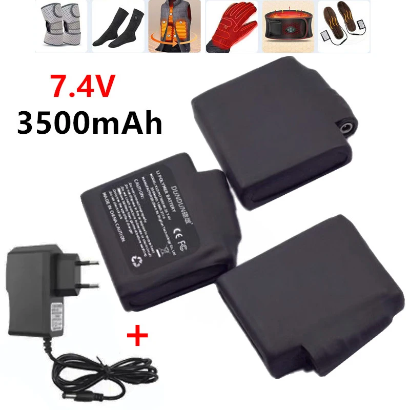Heated Gloves Battery 7.4V 3500mah Polymer Lithium Battery for Heating Vest, Socks, Winter Antifreeze Heating Battery✈️✈️