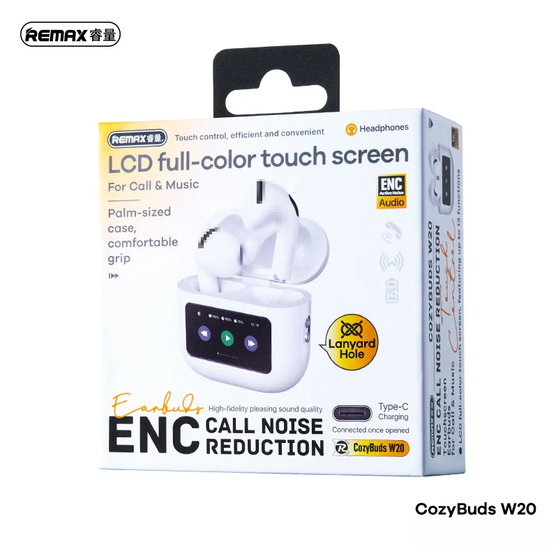 Gli auricolari Bluetooth wireless ENC con touch screen LCD REMAX CozyBuds W20 sono perfetti per gli appassionati di musica e le chiamate