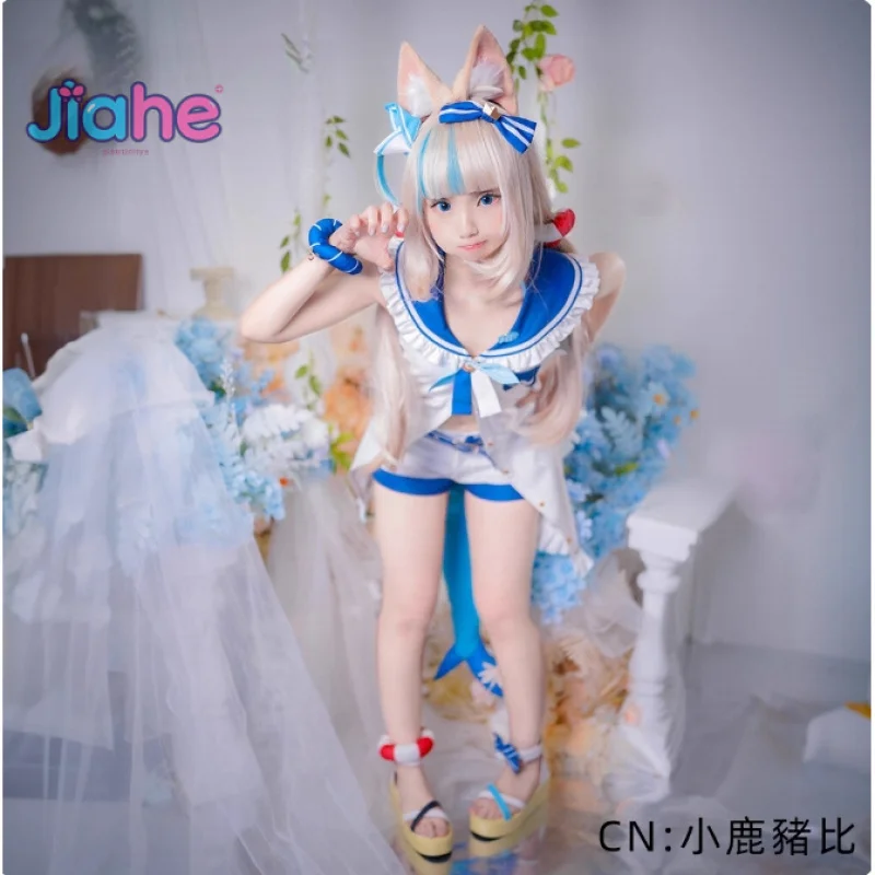 Sameko Saba تأثيري أنيمي Vtuber زي جورا بحار هالوين كرنفال الحلو فتاة JK بحار موحدة الصيف ملابس السباحة الشاطئ