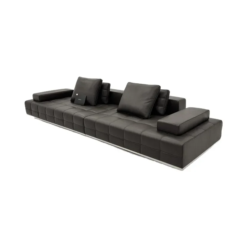Italian sofa one layer cowhide straight row modular large flat floor villa living room leather sofa