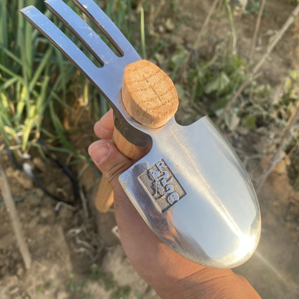 stainless-steel-dual-head-garden-tool-3-prong-cultivator-rake-small-digging-trowel-mattock-head-gardening-hand-tool