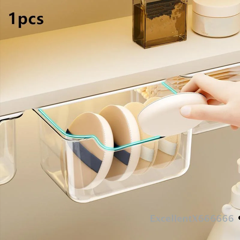 

Drawer Style Storage Box Under The Mirror Cabinet Transparent Bathroom Cotton Stick Makeup Cotton Bathroom Pull-Out Storage Case