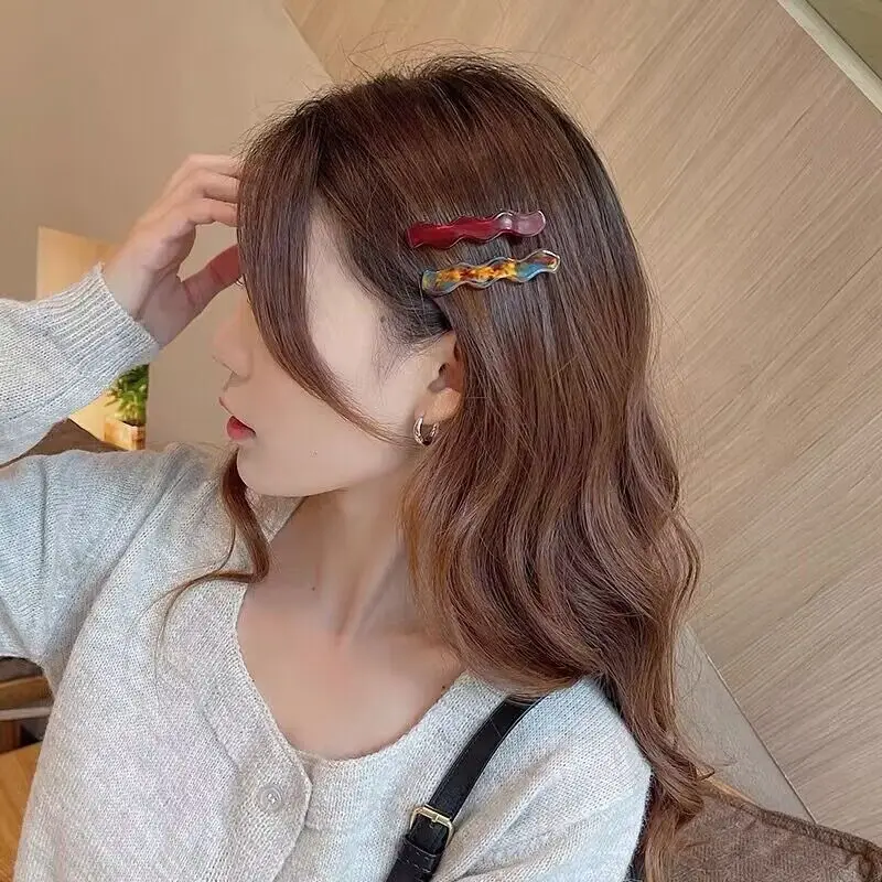 Exquisite Geometric Wave Hair Clip Hairpin Set Korean Acetate Colorful Barrettes Girl Headwear Fashion Hairgrip Hair Accessories