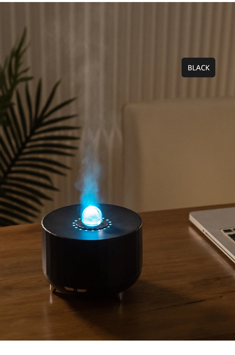 3D-Flammen-Aroma-Luftbefeuchter, 7-Farben-Licht, 2H/4H-Timer, 300ml, Diffusor für ätherische Öle, leiser Nebel, Tischdekoration für Zuhause und Büro – Detail 13
