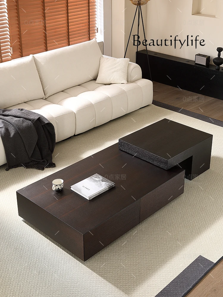 

Italian minimalist rock slab coffee table Modern simple drawer tea table Household combination Square Italian tea table