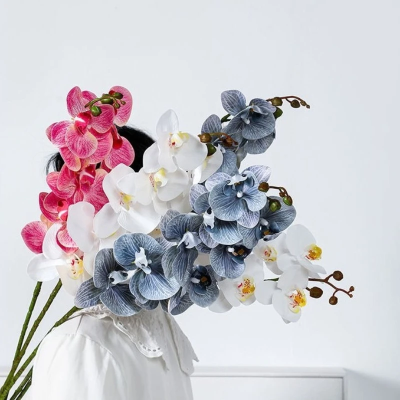 98CM Artificial Butterfly Orchid Wet 3D Printing High Quality Single Branch 9 Head DIY Souvenir Home Decoration Silk Flower - view 6