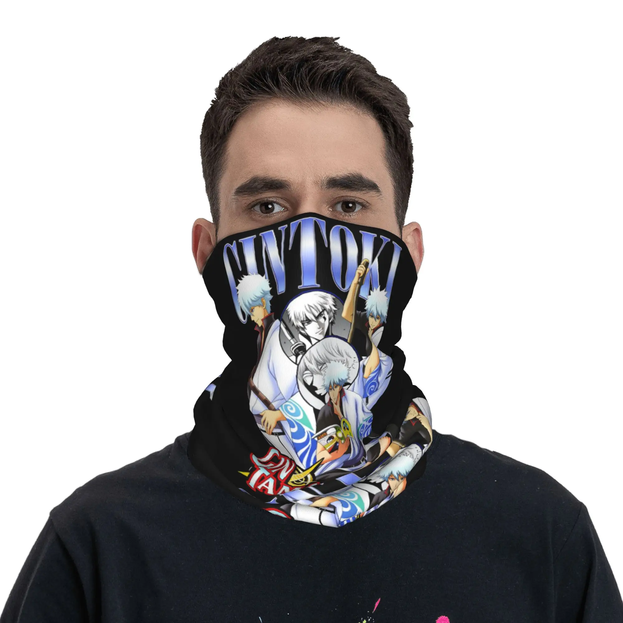 

Sakata Gintoki Gintama Bandana Neck Warmer Men Women Winter Ski Hiking Scarf Gaiter Manga Anime Face Cover