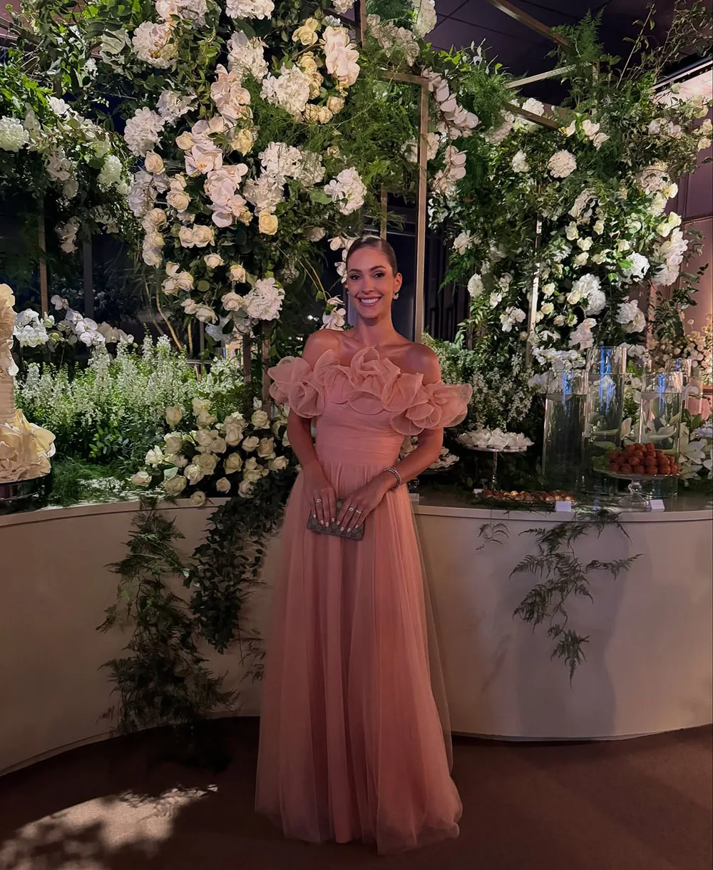 Msikoods vestido Formal rosa 2025, vestido sin tirantes para invitados de boda, vestido de fiesta, vestido de graduación de línea A, vestidos de noche personalizados para mujer