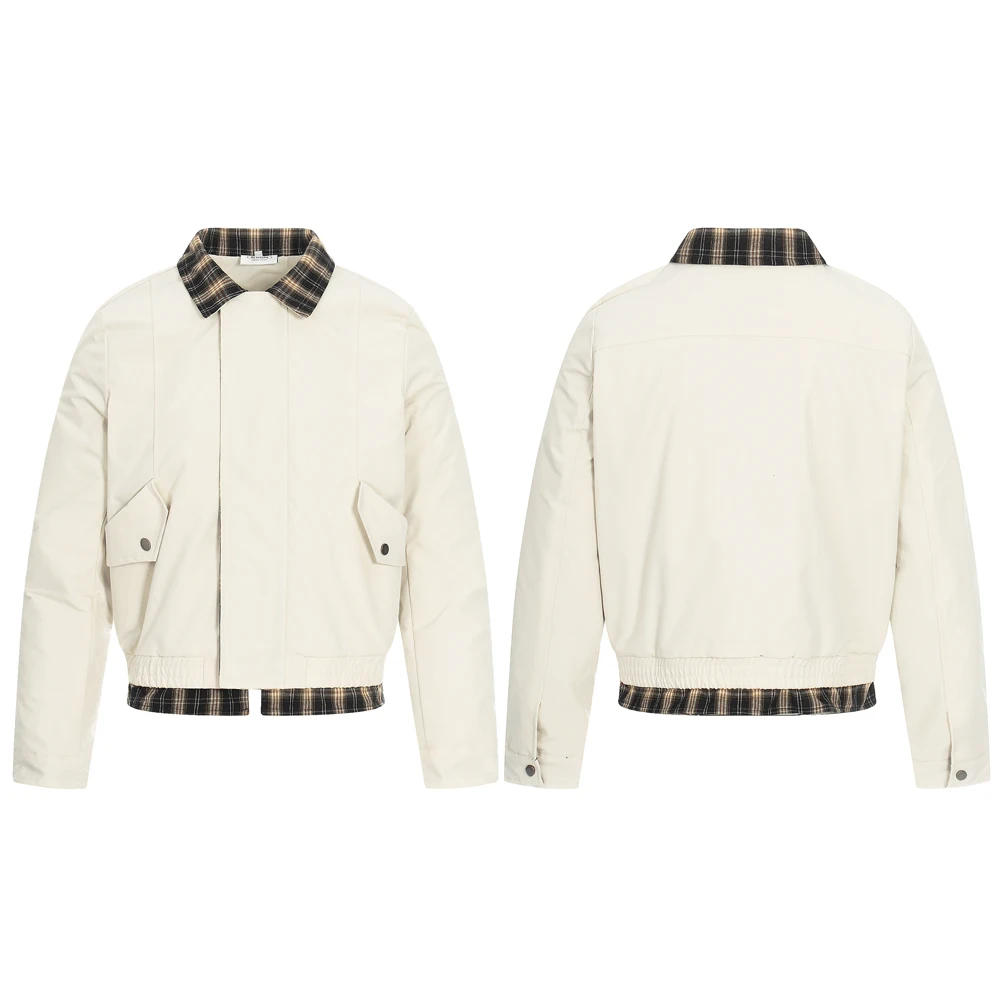 

Men high quality Jacket apricot Long Sleeve Male Coat Casual Outerwear Print Fitted Jacket