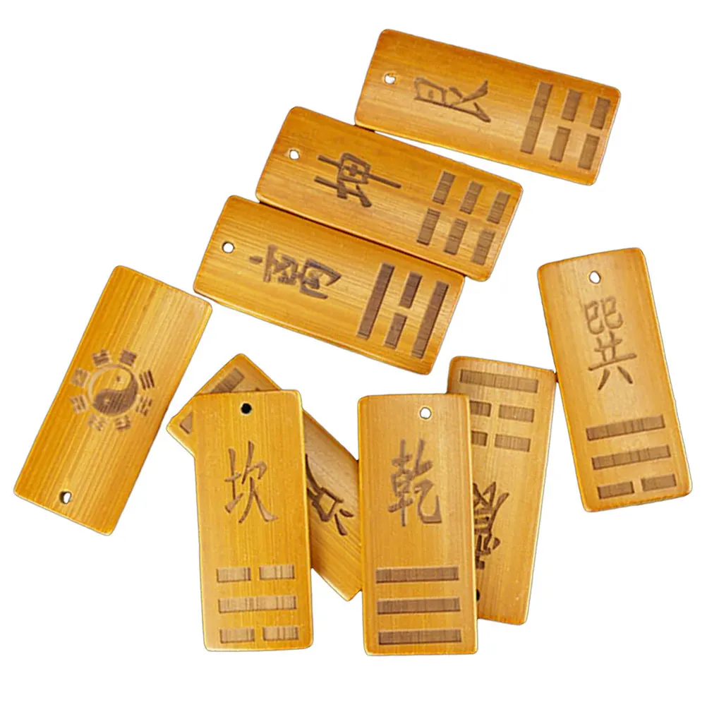 9 stks Bagua Waarzeggerij Gereedschap Houten Waarzeggerij Kaarten Lichtgewicht Draagbare Decor Thuiskantoor Gebruik Chinese Spirituele
