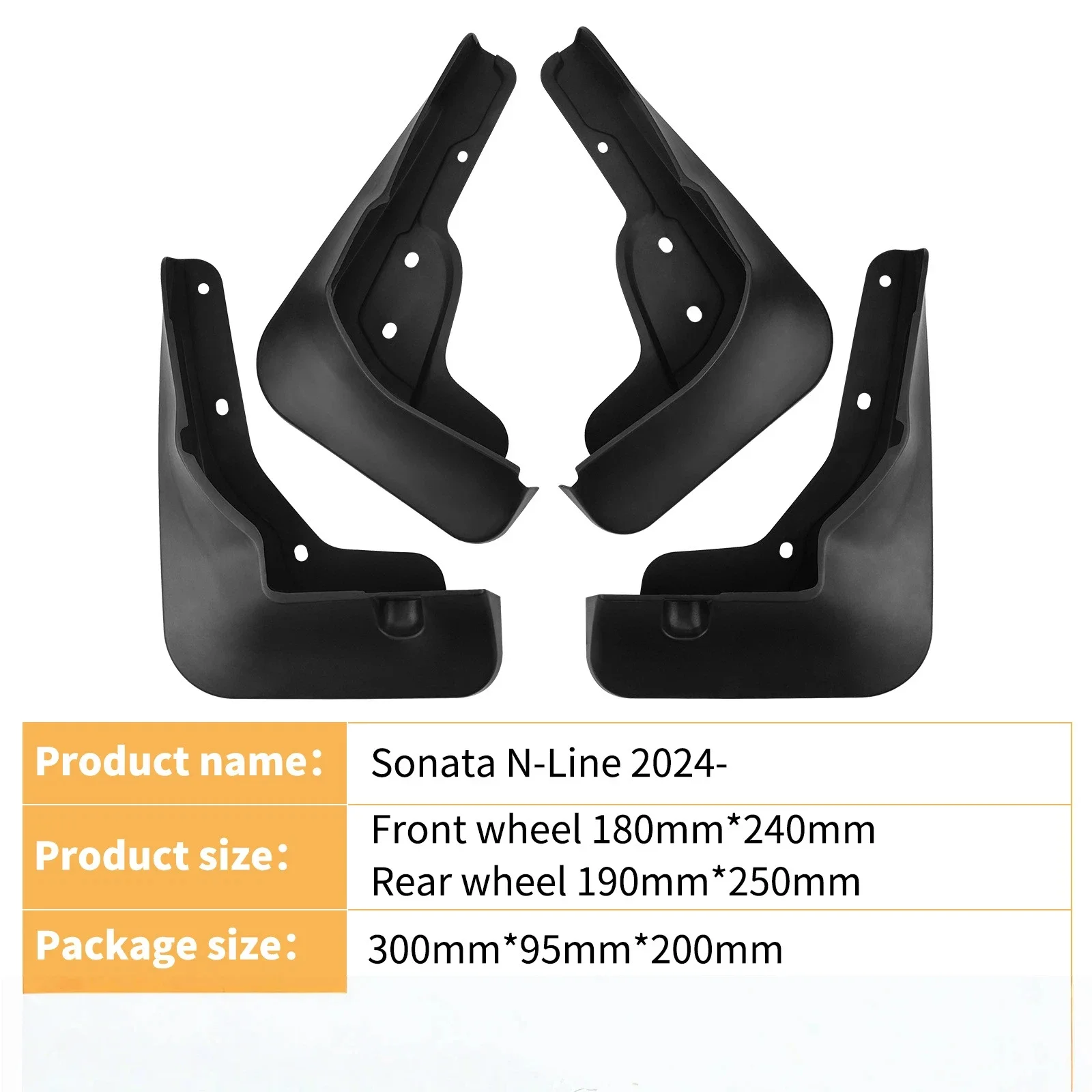 Mudslide protectors for front and rear wheels and tires of Hyundai Sonata N-Line 2024-2025.