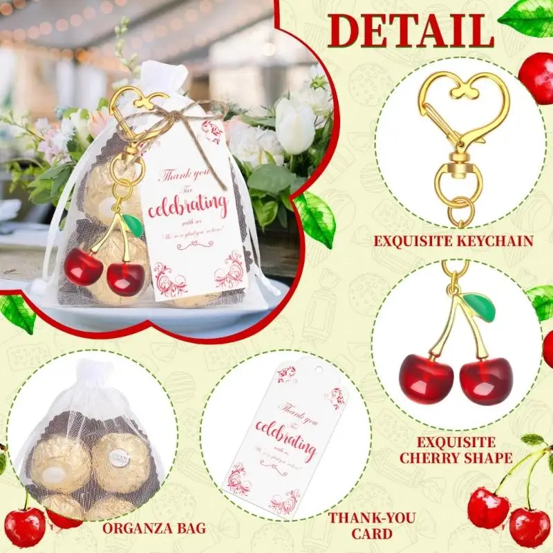 Bright Cherries Design Keychains Party Accessory Practical Gift for Everyday Carry Y4QC