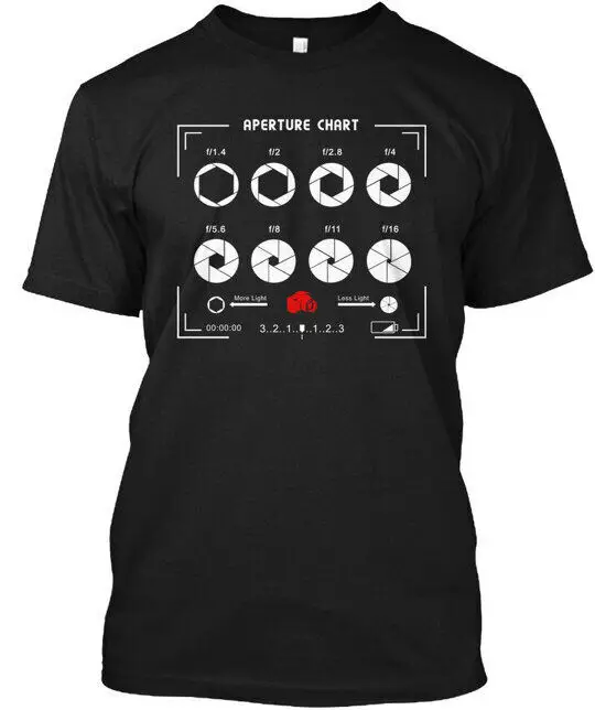 Photography Aperture Chart F14 F2 F28 F4 F56 T-Shirt  Tees High Quality 100%Cotton Short Sleeve