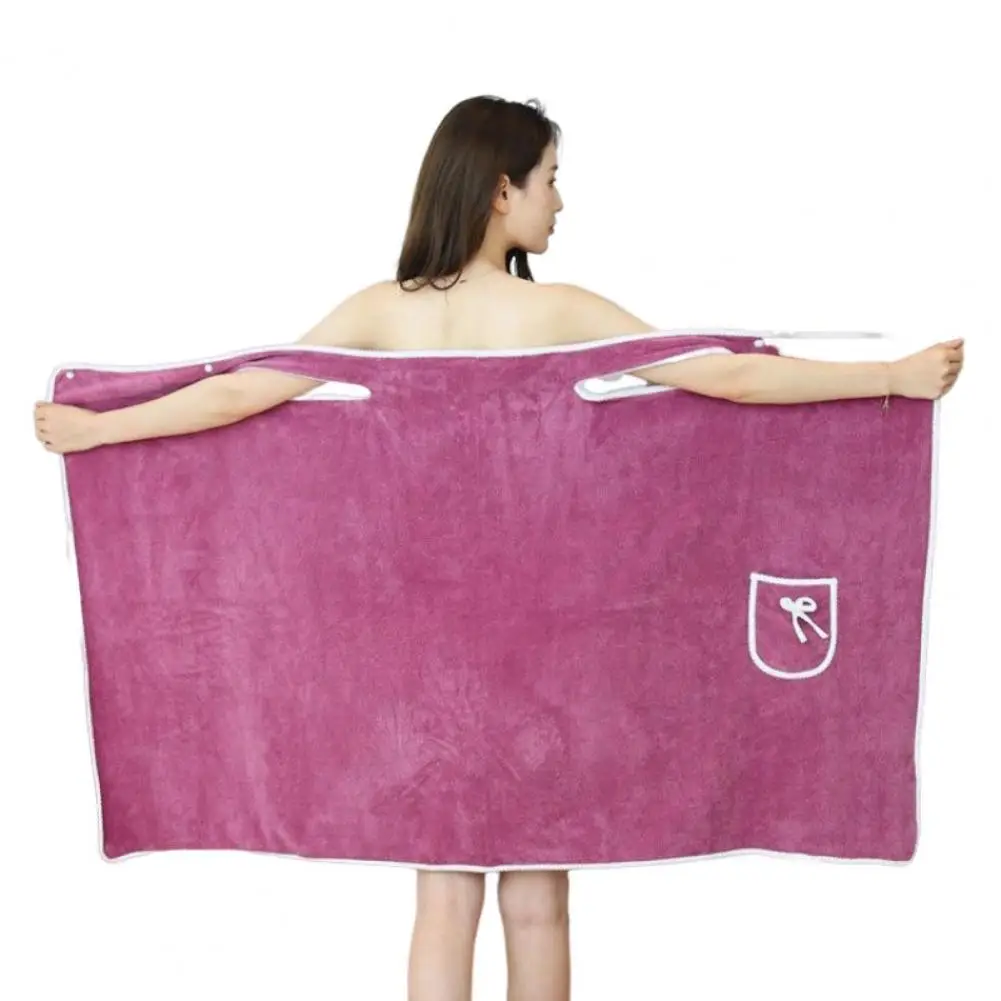 Women Wearable Bath Towel Adults Bath Towel with Shoulder Straps Water Absorbent Beach Wrap Towel Adults Spa Bathrobe Dress