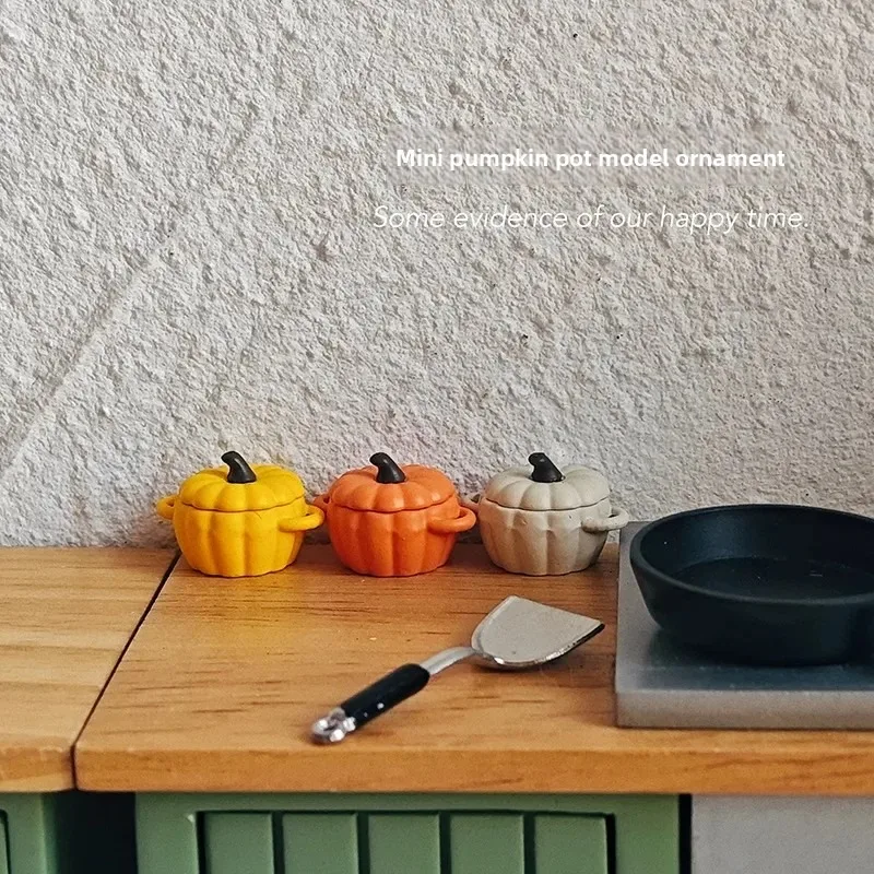 Mini Pumpkin Soup Pot Mini DIY Doll House Kitchen Halloween Scenery Decoration Home Decoration Crafts