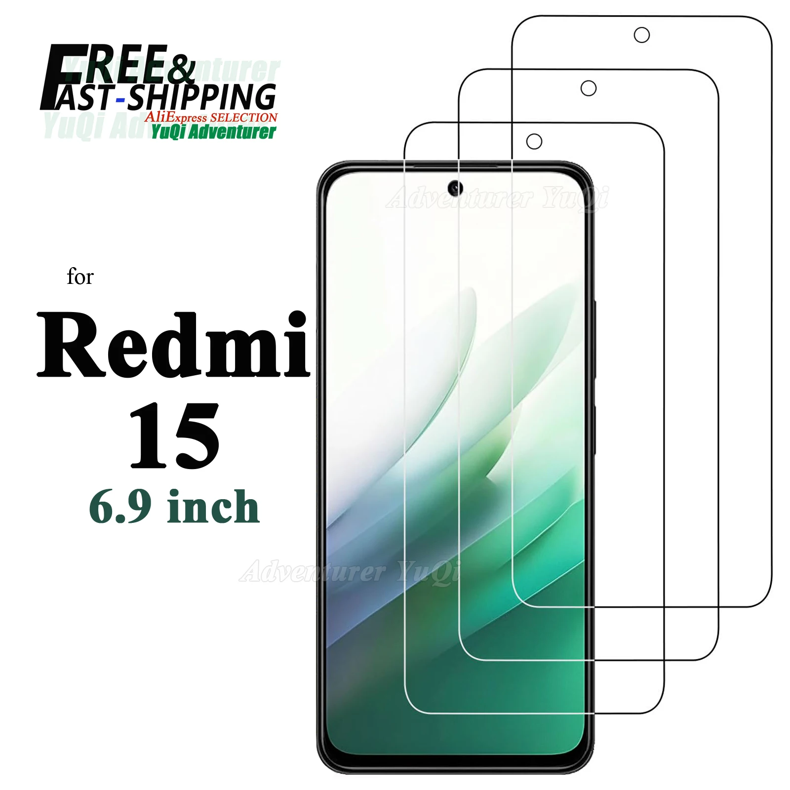 واقي شاشة لهاتف Redmi 15 4G 5G Xiaomi من الزجاج المقسى HD 9H شفاف ومضاد للخدش #1
