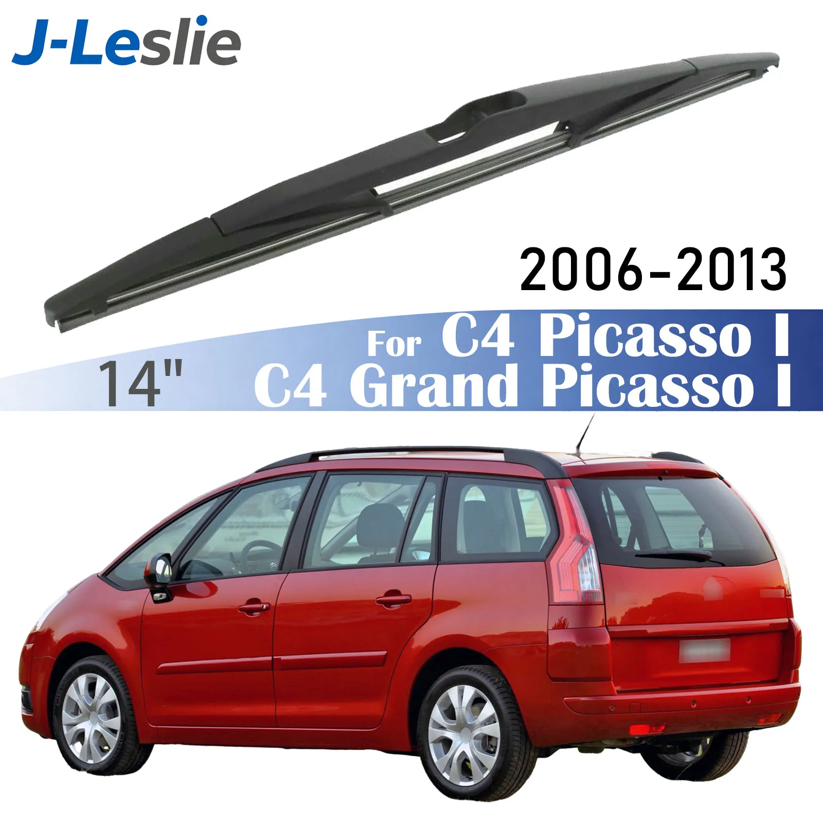 Escobilla limpiaparabrisas trasera de 14 pulgadas para Citroen C4 Picasso I 1 Grand MK1 2006-2013, accesorios trasero parabrisas limpia escobillas limpiador coche automóvil goma limpiar prabrisas paraprisa brazo