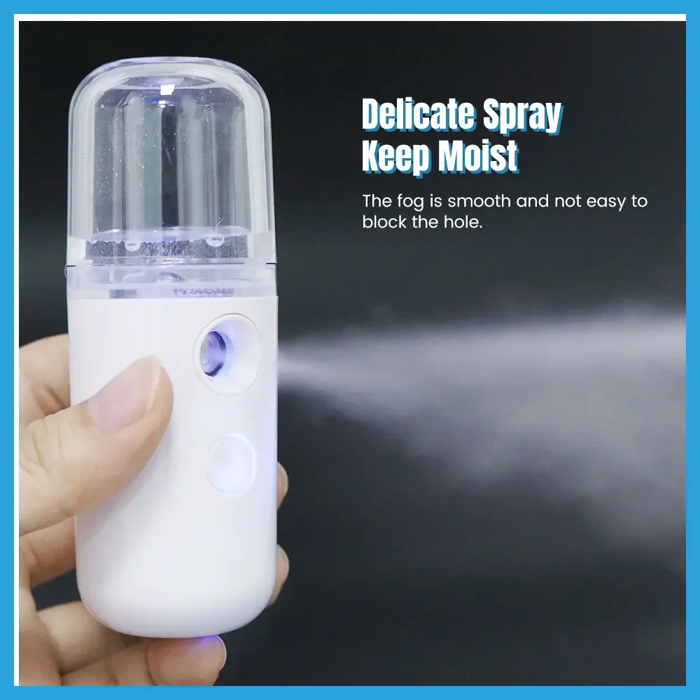 Face Steamer Humidifier USB Rechargeable Nano Mist Sprayer Facial Nebulizer Steamer Moisturizing Beauty Device Facial Skin Care