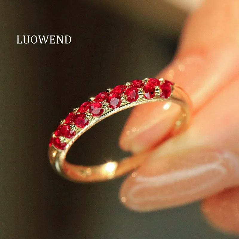 

Кольца LUOWEND из 100% желтого золота 18 карат, модное классическое дизайнерское кольцо с натуральным рубином и драгоценным камнем для женщин, ювелирные изделия для вечеринок