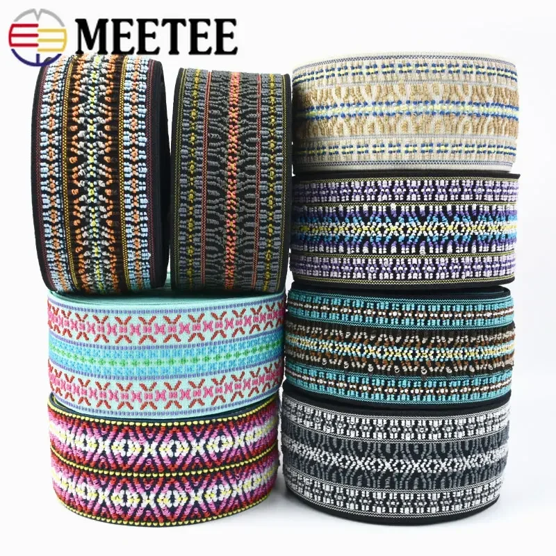 2/3/5M 50mm Colored Jacquard Elastic Band Ribbon Clothes Skirt Pant Waist Belt Binding Rubber Bands DIY Sewing Accessories