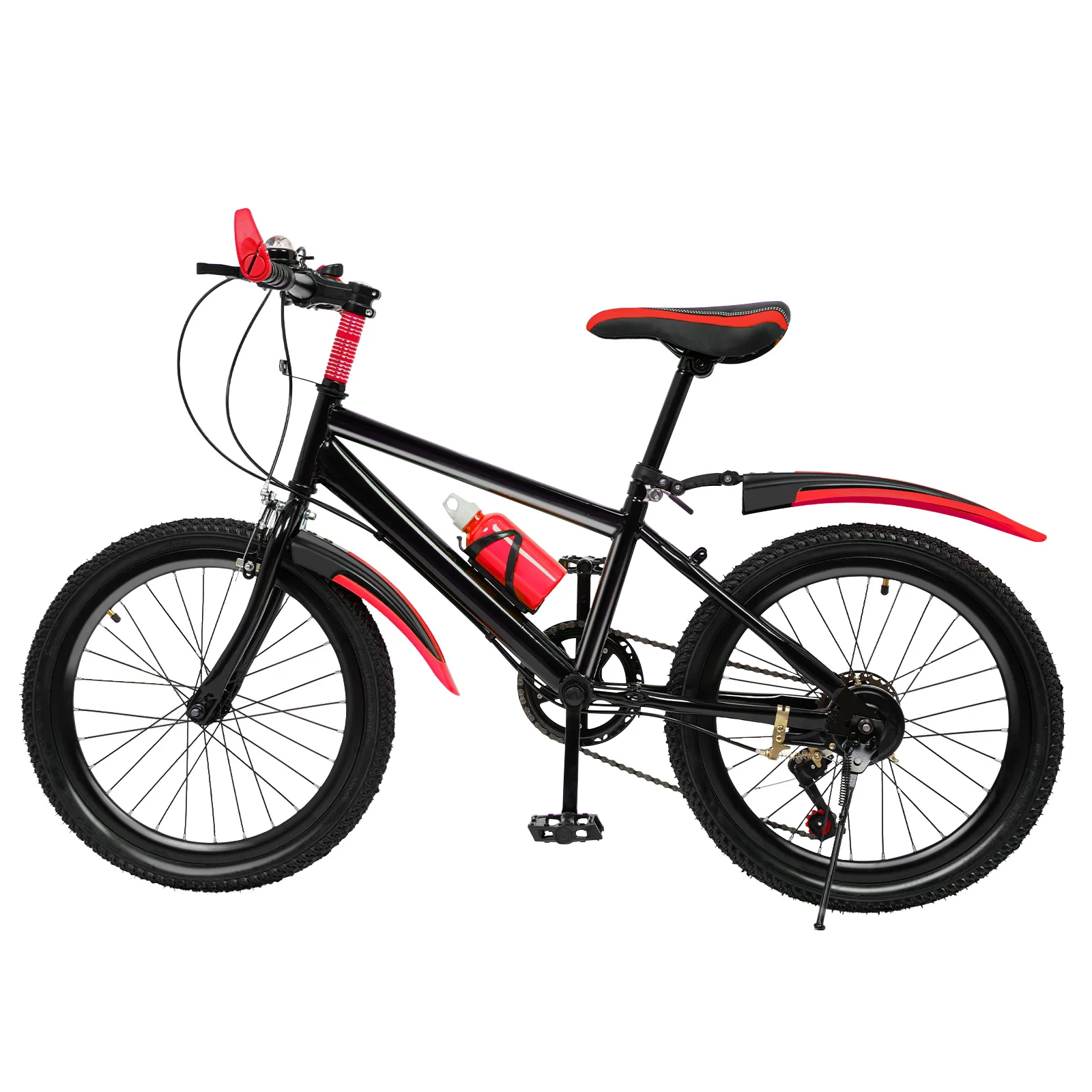 20 inch mountainbike, 7 versnellingen kinderfiets jongens meisjes unisex fiets in hoogte verstelbare MTB kinderfiets met spatborden, waterkoker