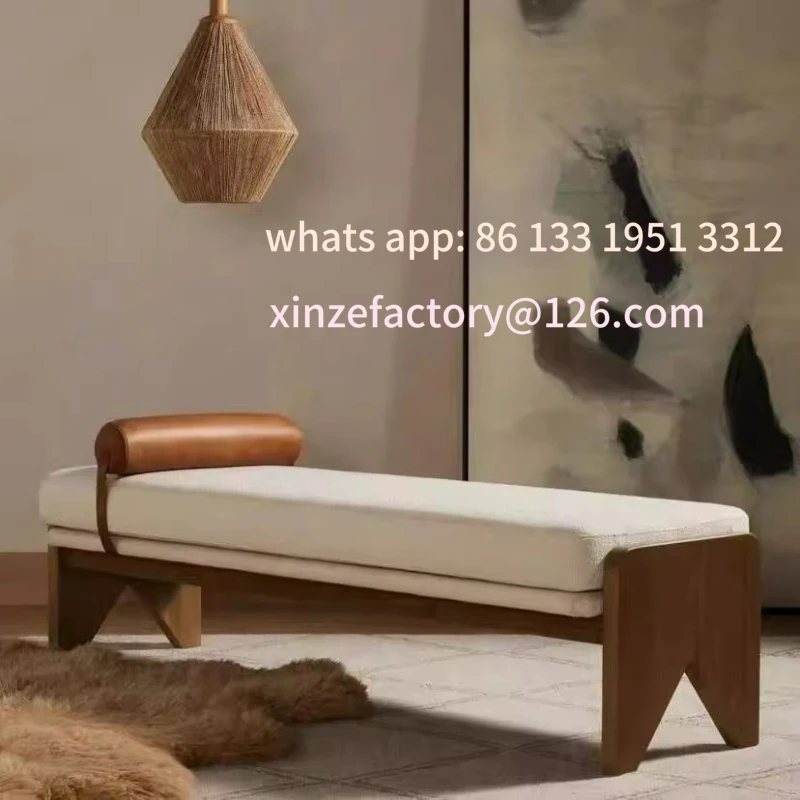 

Customizable Simple New Chinese Home Sofa Bedside Stool Solid Wood Bench