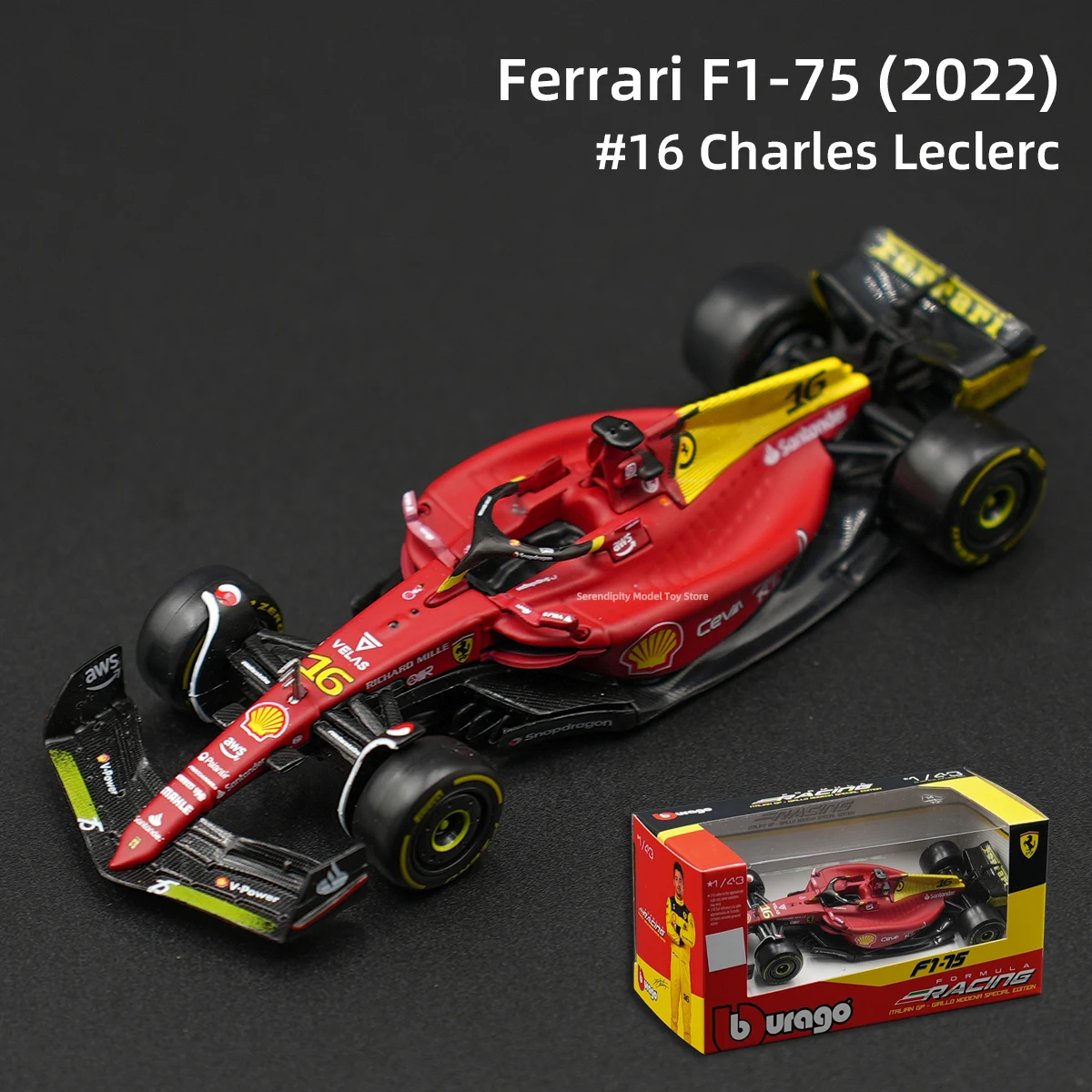 Bburago 1:43 Ferrari 2022 F1-75 Die Cast Vehicles Collectible Model Formula Racing Car Toys