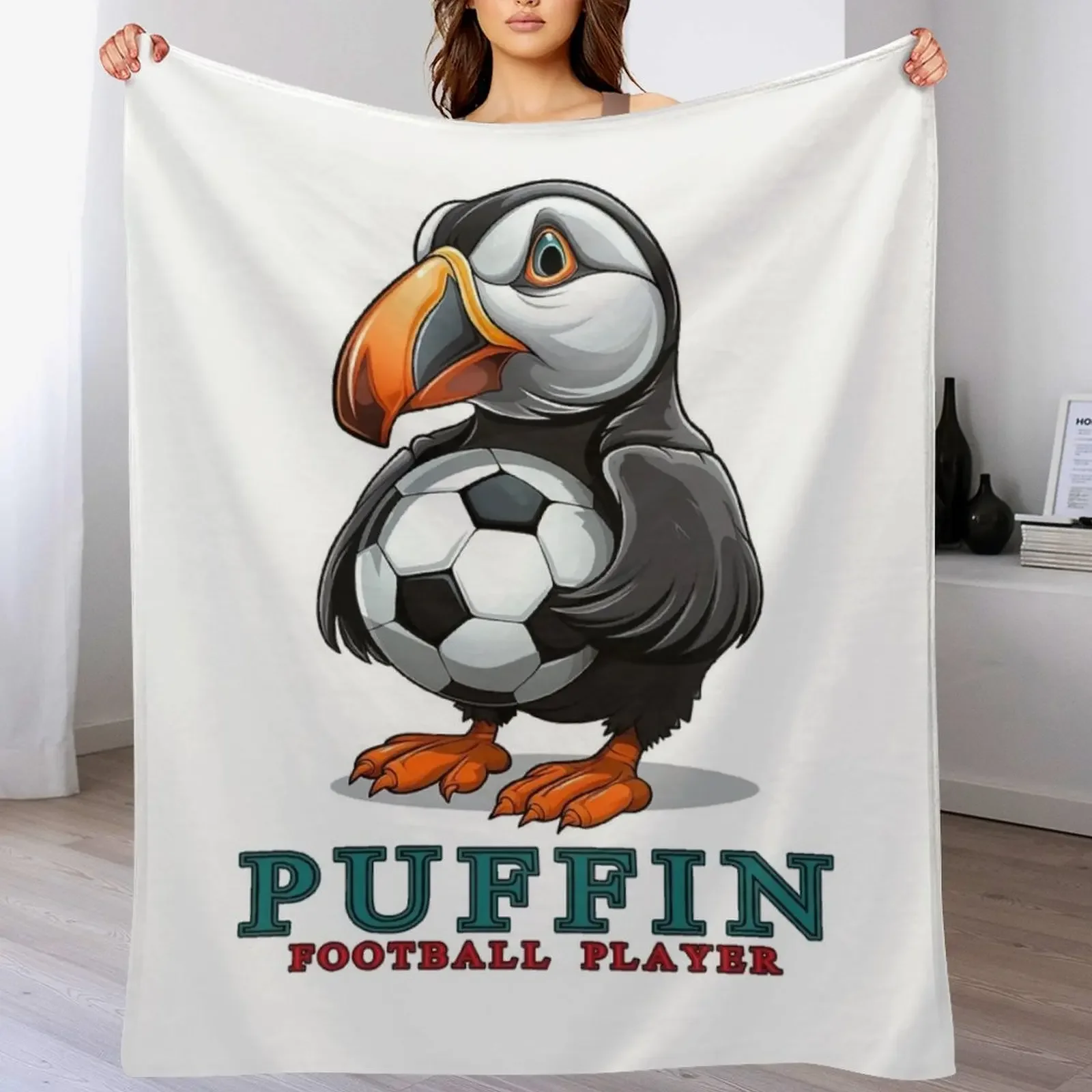 

Puffin Along - Whimsical Bird Adventures Throw Blanket Warm Throw Blanket Gift for Anniversary